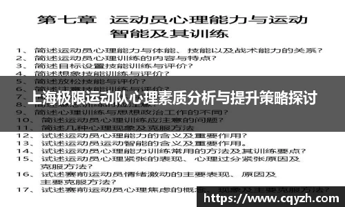 上海极限运动队心理素质分析与提升策略探讨