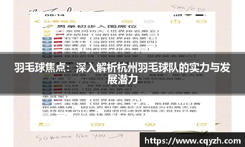 羽毛球焦点：深入解析杭州羽毛球队的实力与发展潜力